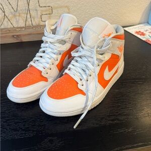 Nike High-Top Sneakers in Bright Orange and White